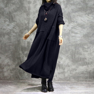 Fashion Turtleneck Hoodies Dress Women's Autumn Sundress ZANZEA Casual Sweatshirts Pullovers Female Pacthwork Robe Plus Size 5XL