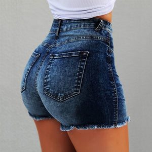 Women High Waist Denim Shorts Ripped Hole Bodycon Short Feminino Summer Shorts Jeans With Tassel Plus size summer streetwear