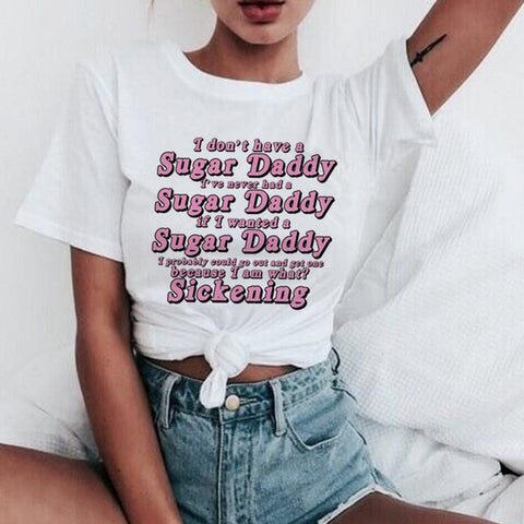 New Yes Daddy T Shirt Women Satan Is My Sugar Daddy Aesthetic Kawaii Harajuku T-shirt Ullzang 90s Tshirt Fashion Top Tees Female