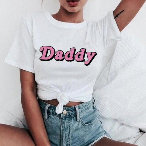 New Yes Daddy T Shirt Women Satan Is My Sugar Daddy Aesthetic Kawaii Harajuku T-shirt Ullzang 90s Tshirt Fashion Top Tees Female