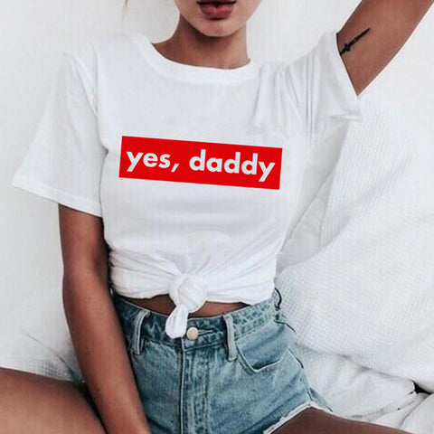 New Yes Daddy T Shirt Women Satan Is My Sugar Daddy Aesthetic Kawaii Harajuku T-shirt Ullzang 90s Tshirt Fashion Top Tees Female