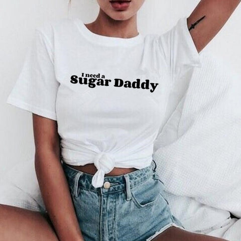 New Yes Daddy T Shirt Women Satan Is My Sugar Daddy Aesthetic Kawaii Harajuku T-shirt Ullzang 90s Tshirt Fashion Top Tees Female