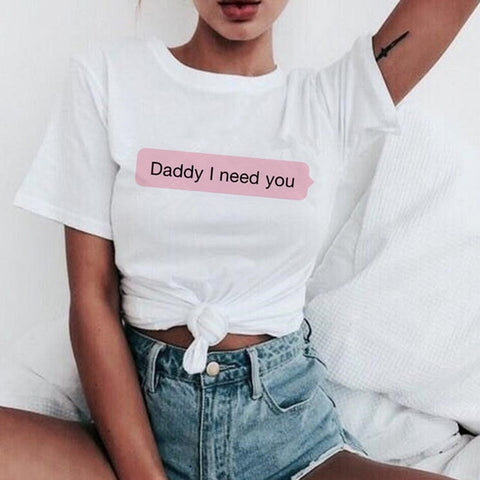 New Yes Daddy T Shirt Women Satan Is My Sugar Daddy Aesthetic Kawaii Harajuku T-shirt Ullzang 90s Tshirt Fashion Top Tees Female
