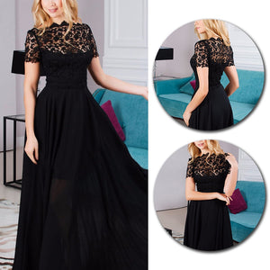 Elegant Black Formal Lace Mesh Women Long Dress Ladies Prom Evening Party Chiffon Long Maxi Dress Boho Style Vestidos