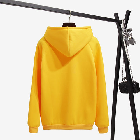 2018 Fashion Solid Color Autumn And Winter Plus Velvet Loose Women's Sweatshirt Hooded Collar Long Sleeve Casual Sky Blue Hoodie