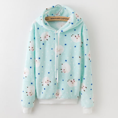 2010 new tops flannel warm thick hooded pullover women long sleeves fight casual sneakers women's clothing