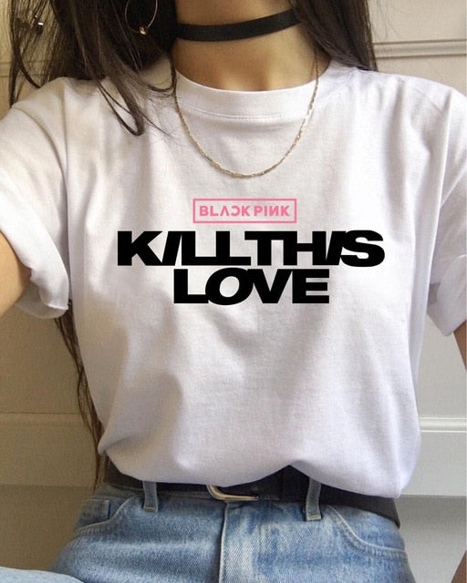 Multiple K-pop Blackpink Ateez T Shirt Women TXT Twice Tshirt Kpop Exo Boy with Luv Tees T-shirt Female Nct127