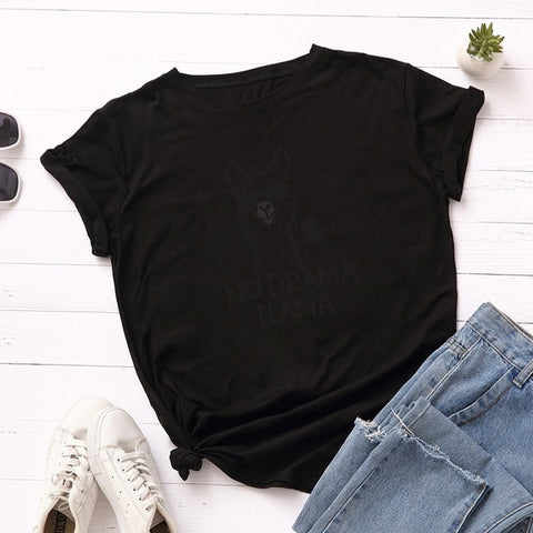 100% Cotton Plus Size S-5XL Women T-shirts Graphic Tees Female Shirts Summer Tops Animal Llama Printed Funny T Shirt Tee Top