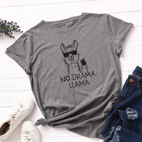 100% Cotton Plus Size S-5XL Women T-shirts Graphic Tees Female Shirts Summer Tops Animal Llama Printed Funny T Shirt Tee Top