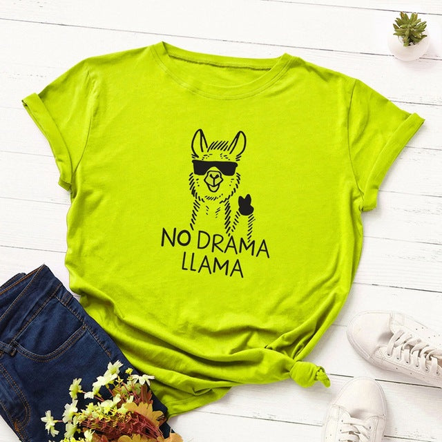 100% Cotton Plus Size S-5XL Women T-shirts Graphic Tees Female Shirts Summer Tops Animal Llama Printed Funny T Shirt Tee Top