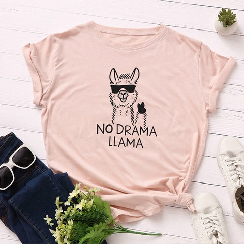 100% Cotton Plus Size S-5XL Women T-shirts Graphic Tees Female Shirts Summer Tops Animal Llama Printed Funny T Shirt Tee Top