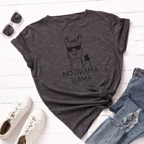 100% Cotton Plus Size S-5XL Women T-shirts Graphic Tees Female Shirts Summer Tops Animal Llama Printed Funny T Shirt Tee Top