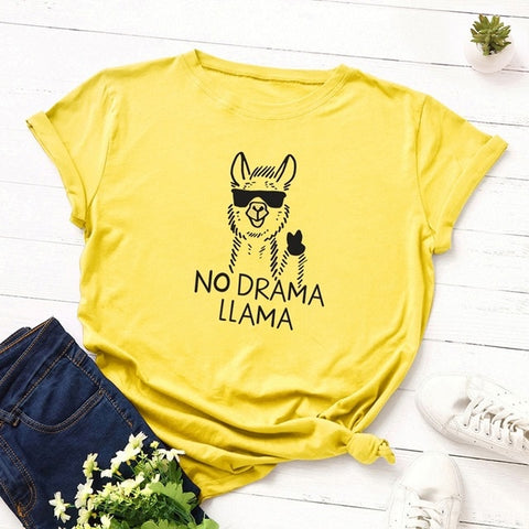 100% Cotton Plus Size S-5XL Women T-shirts Graphic Tees Female Shirts Summer Tops Animal Llama Printed Funny T Shirt Tee Top
