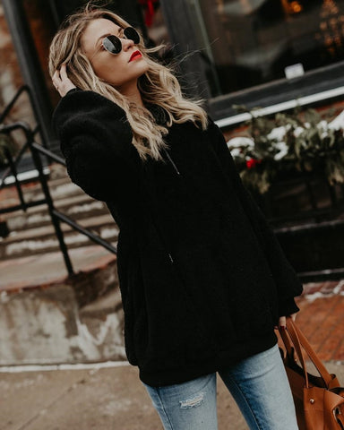 Plus Size Autumn Winter Women Casual Solid Zipper Long Sleeve Sweatshirt Long Sleeve Plush Fluffy Hoodies Fleece Pullover 5xl