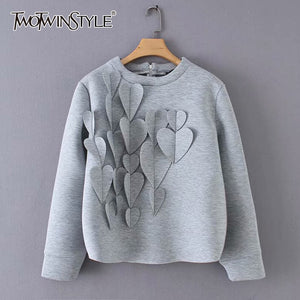 TWOTWINSTYLE Patchwork Applique Women's Sweatshirt O Neck Long Sleeve Oversized Pullovers Female Autumn Winter Fashion New 2019