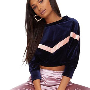 autumn casual women short sweatshirt female blue redwine velour hoodies womens pullovers long sleeve o-neck velvet hoodies 81757