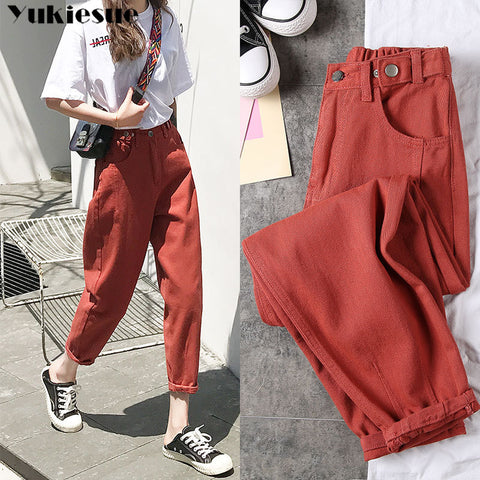 2019 Jeans Woman black Pants High waist Elastic Denim trousers ripped boyfriend jeans for Women harem Pants Plus Size S-XXL