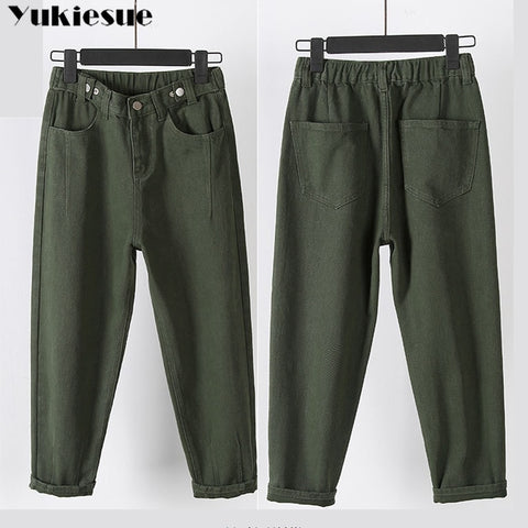 2019 Jeans Woman black Pants High waist Elastic Denim trousers ripped boyfriend jeans for Women harem Pants Plus Size S-XXL