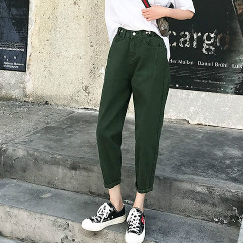 2019 Jeans Woman black Pants High waist Elastic Denim trousers ripped boyfriend jeans for Women harem Pants Plus Size S-XXL