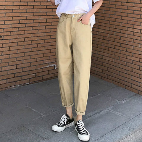 2019 Jeans Woman black Pants High waist Elastic Denim trousers ripped boyfriend jeans for Women harem Pants Plus Size S-XXL