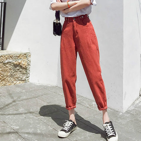 2019 Jeans Woman black Pants High waist Elastic Denim trousers ripped boyfriend jeans for Women harem Pants Plus Size S-XXL