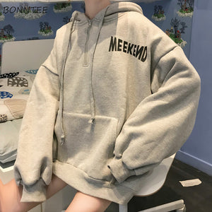 Hoodies Women Hooded Thicker Plus Velvet Winter Warm Oversize Letter Print Pocket Womens Hoodie Korean Style Simple Trendy Chic