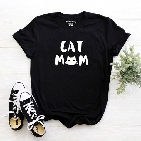 Harajuku Cat mom shirt funny tee shirt cat t shirts mom gifts women graphic cat lover gift for mothers tees cute birthday tops