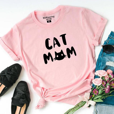 Harajuku Cat mom shirt funny tee shirt cat t shirts mom gifts women graphic cat lover gift for mothers tees cute birthday tops
