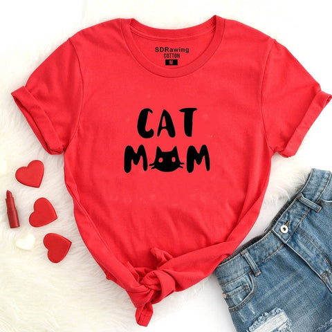 Harajuku Cat mom shirt funny tee shirt cat t shirts mom gifts women graphic cat lover gift for mothers tees cute birthday tops