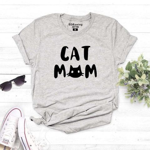 Harajuku Cat mom shirt funny tee shirt cat t shirts mom gifts women graphic cat lover gift for mothers tees cute birthday tops