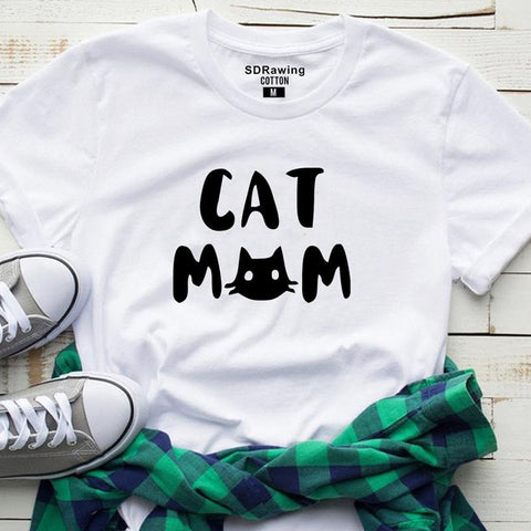 Harajuku Cat mom shirt funny tee shirt cat t shirts mom gifts women graphic cat lover gift for mothers tees cute birthday tops