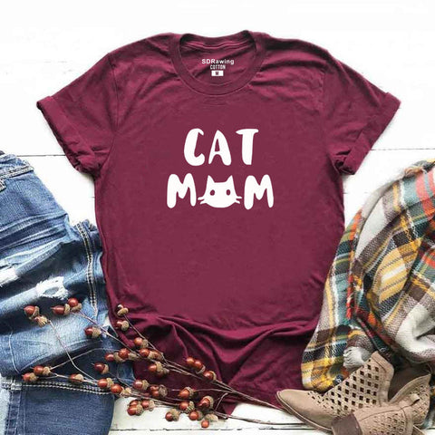 Harajuku Cat mom shirt funny tee shirt cat t shirts mom gifts women graphic cat lover gift for mothers tees cute birthday tops