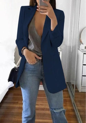 Ainyfu Solid Temperament Slim Suit Jacket Woman Turn-down Collar Office Lady Coats Long Sleeve Patchwork Femme Clothing Autumn