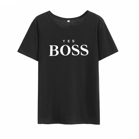 Yes Boss Short Sleeve T shirt Women T-shirt Summer Camisetas Mujer Short Sleeve Tshirts Cotton Women Casual Tee Shirt Femme