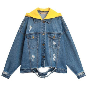 ELFSACK 2019 New Spring Woman Coats Cotton Solid Stand Outerwear Print Women Jackets Single Breasted Casual Denim Femme Coats