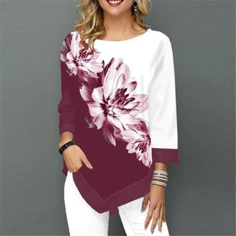 2019 Spring Autumn Large Size Women T Shirts Casual O-Neck Floral Print T Shirt Female T Shirt Plus Size 5XL Pullovers Tops Tees
