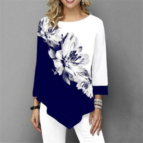 2019 Spring Autumn Large Size Women T Shirts Casual O-Neck Floral Print T Shirt Female T Shirt Plus Size 5XL Pullovers Tops Tees