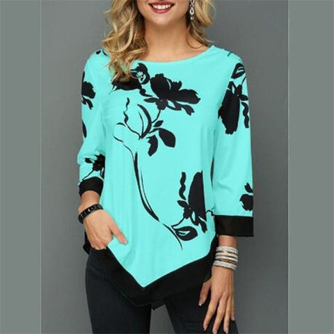 2019 Spring Autumn Large Size Women T Shirts Casual O-Neck Floral Print T Shirt Female T Shirt Plus Size 5XL Pullovers Tops Tees