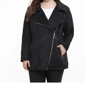 TUHAO 2019 Plus Size 10XL 9XL 8XL Women's Suede Jacket Autumn Winter Long Sleeve Female Black Office Lady Elegant Jackets WM15