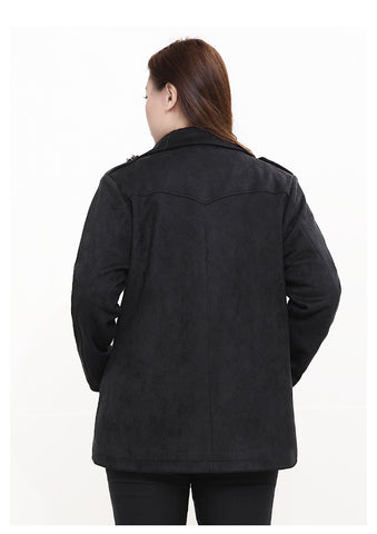 TUHAO 2019 Plus Size 10XL 9XL 8XL Women's Suede Jacket Autumn Winter Long Sleeve Female Black Office Lady Elegant Jackets WM15
