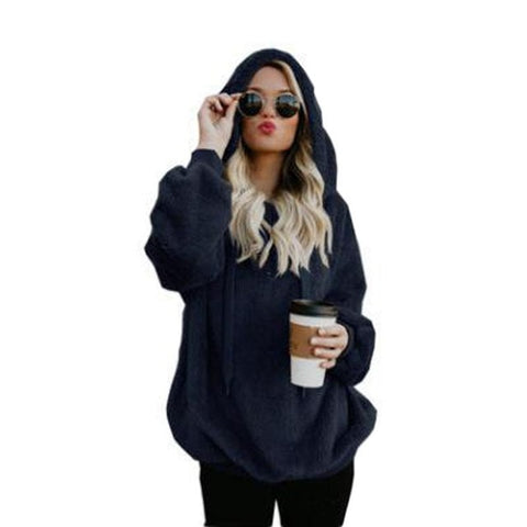 Plus Size Autumn Winter Women Casual Solid Zipper Long Sleeve Sweatshirt Long Sleeve Plush Fluffy Hoodies Fleece Pullover 5xl