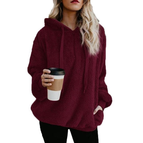 Plus Size Autumn Winter Women Casual Solid Zipper Long Sleeve Sweatshirt Long Sleeve Plush Fluffy Hoodies Fleece Pullover 5xl