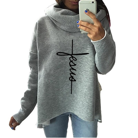 2019 New Fashion Faith Print Kawaii Tops Sweatshirt Femmes Hoodies Women Clothings Print Youth Pattern Buckle Autumn