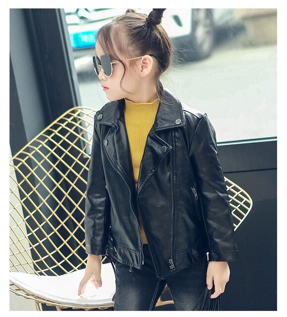 children PU jacket girl fashion leather 2-7 year old  lapel tassel motorcycle leather jacket spring autumn low price promotion