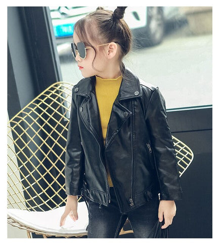 children PU jacket girl fashion leather 2-7 year old  lapel tassel motorcycle leather jacket spring autumn low price promotion
