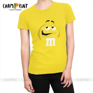 M&M's Chocolate Candy Tops Tees Character Face New Fashion Women's T Shirt Harajuku Cotton T-shirt for Female Funny Clothing