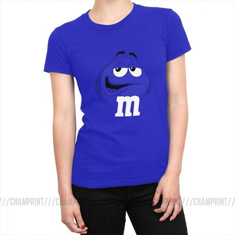M&M's Chocolate Candy Tops Tees Character Face New Fashion Women's T Shirt Harajuku Cotton T-shirt for Female Funny Clothing