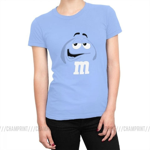 M&M's Chocolate Candy Tops Tees Character Face New Fashion Women's T Shirt Harajuku Cotton T-shirt for Female Funny Clothing