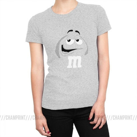 M&M's Chocolate Candy Tops Tees Character Face New Fashion Women's T Shirt Harajuku Cotton T-shirt for Female Funny Clothing