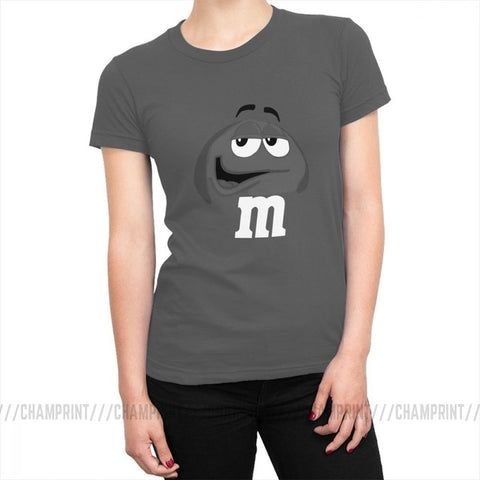 M&M's Chocolate Candy Tops Tees Character Face New Fashion Women's T Shirt Harajuku Cotton T-shirt for Female Funny Clothing
